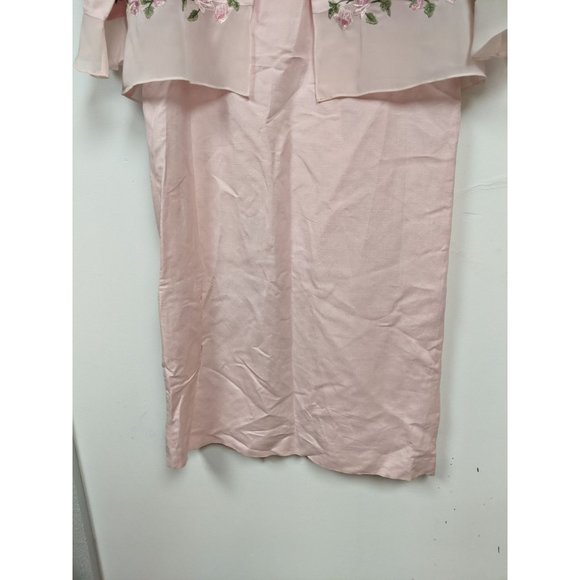 Coldwater Creek Size 6P Sleeveless Dress Suit Jscket Pink Lined Linen Embroidere - Picture 2 of 8
